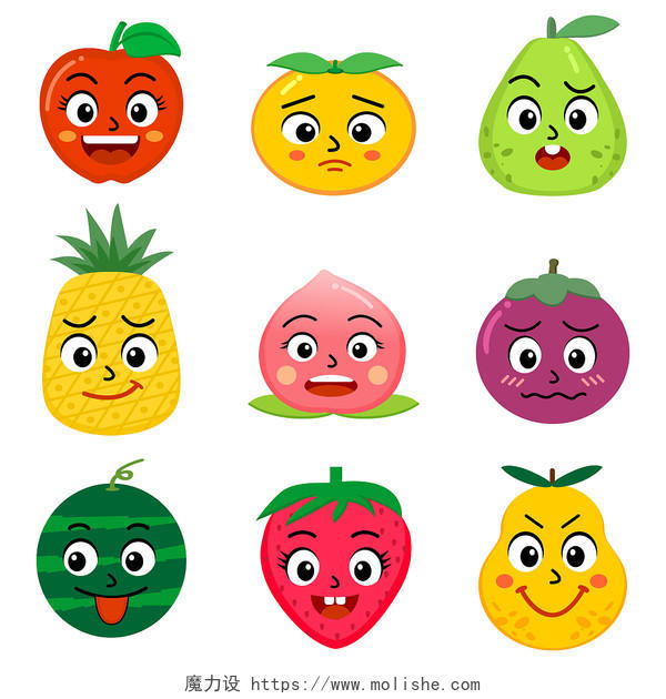 可爱卡通水果元素水果PNG素材